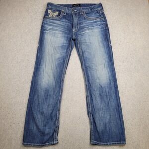 Big Star Jeans Mens 34S 34x30 Voyager Relaxed Straight Blue Denim Thick Stitch